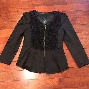 👗rosette jacket with good zipper